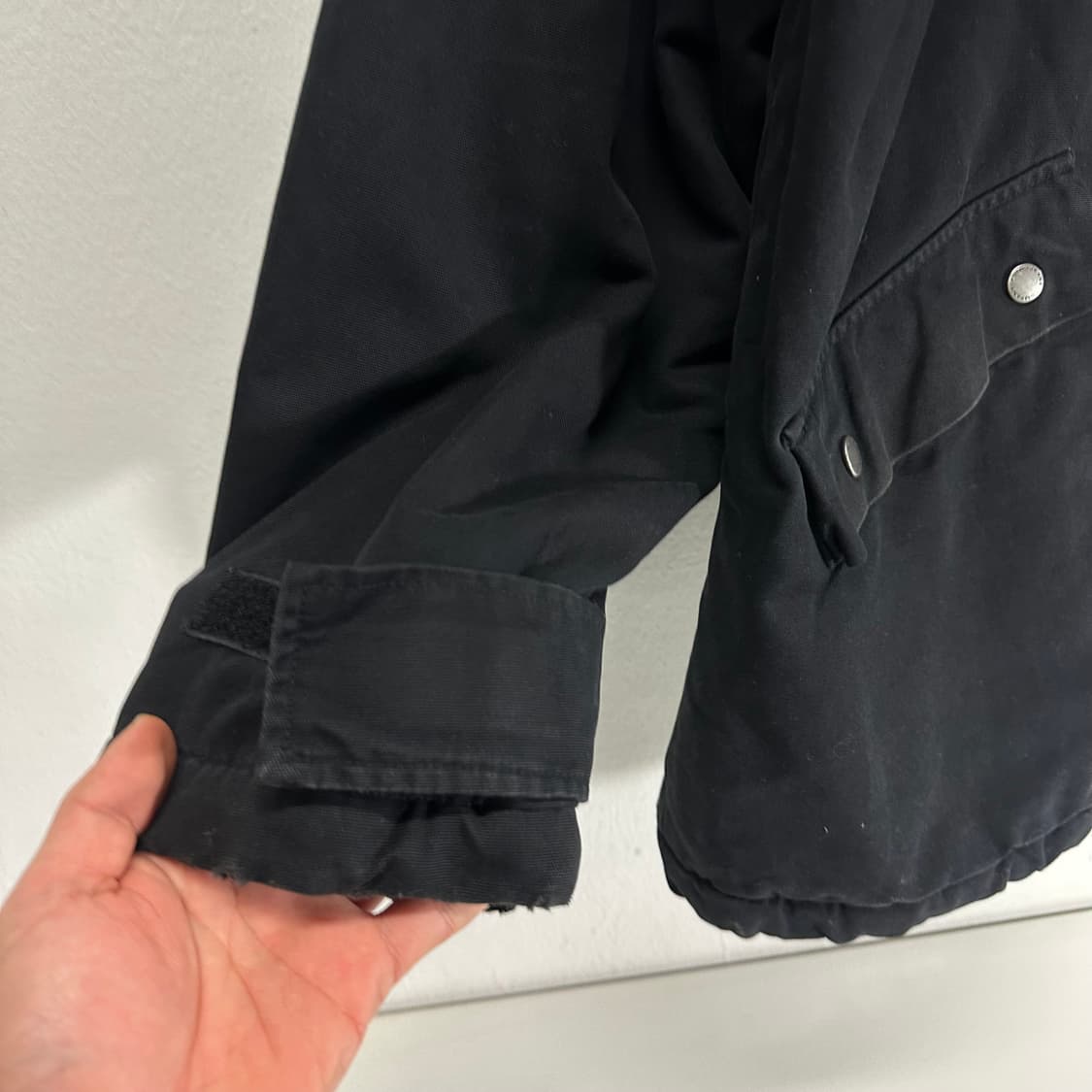 L-XL 폴로진스 블랙 오버핏 밑단스트링 암로고 야상점퍼 상품이미지3