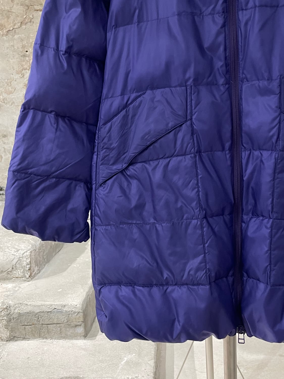 플리츠 플리즈 퍼플 투 웨이 집업 다운 롱 점퍼 상품이미지4