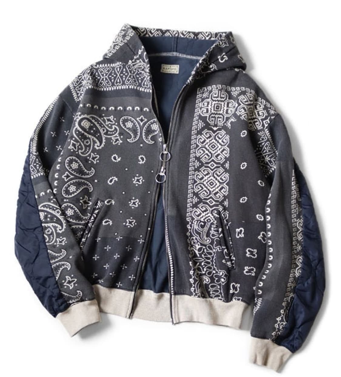 캐피탈 플리스 반다나 비부악 후드 블루종 블랙 상품이미지1