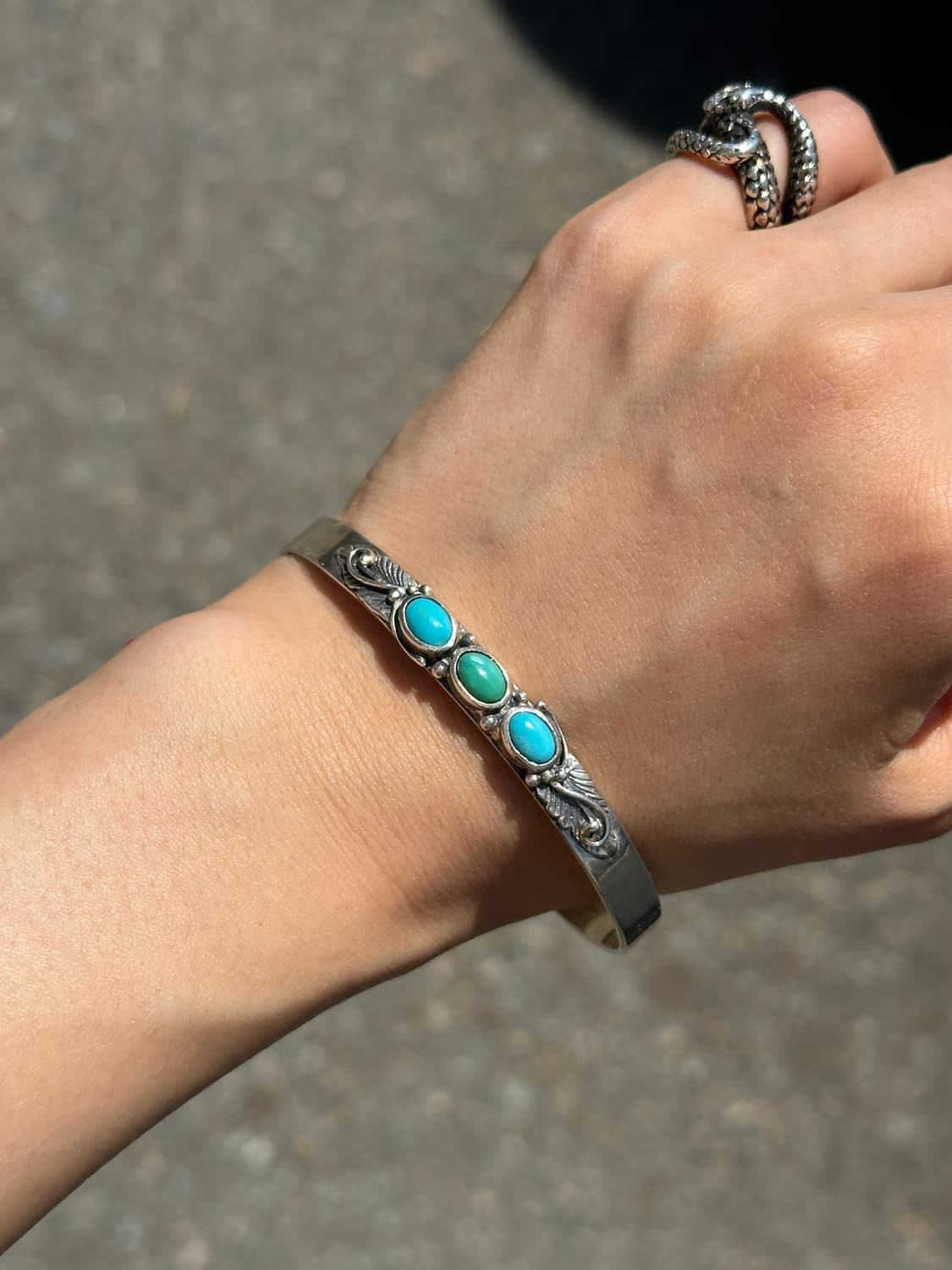 (Only 1)Triple Turquoise Feather Engrave 상품이미지9