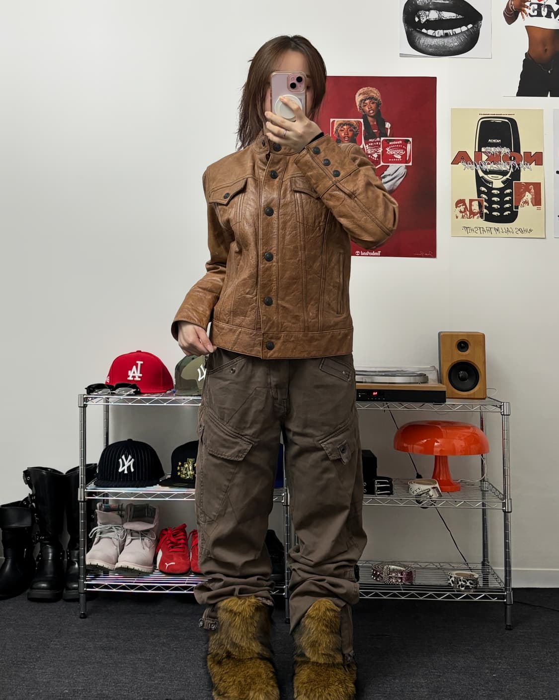 갭 브라운 레더 트러커 자켓 상품이미지4