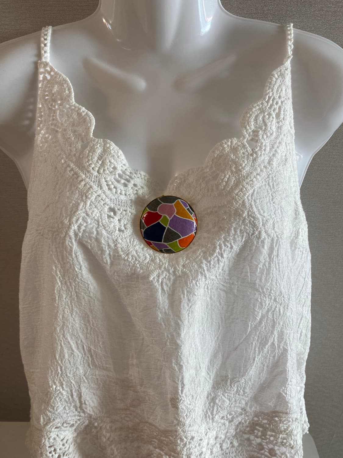 컬러 믹스 원형 빈티지 브로치 겸 팬던트 상품이미지5