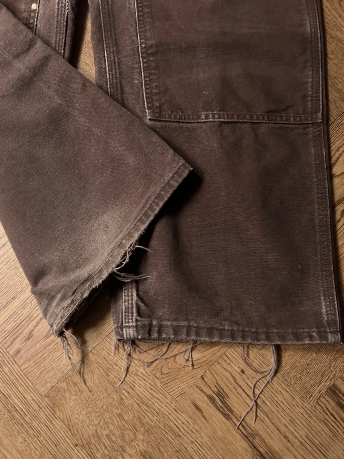 [40]칼하트 USA 더블니 블리치드 워싱 브라운 워크팬츠 상품이미지7