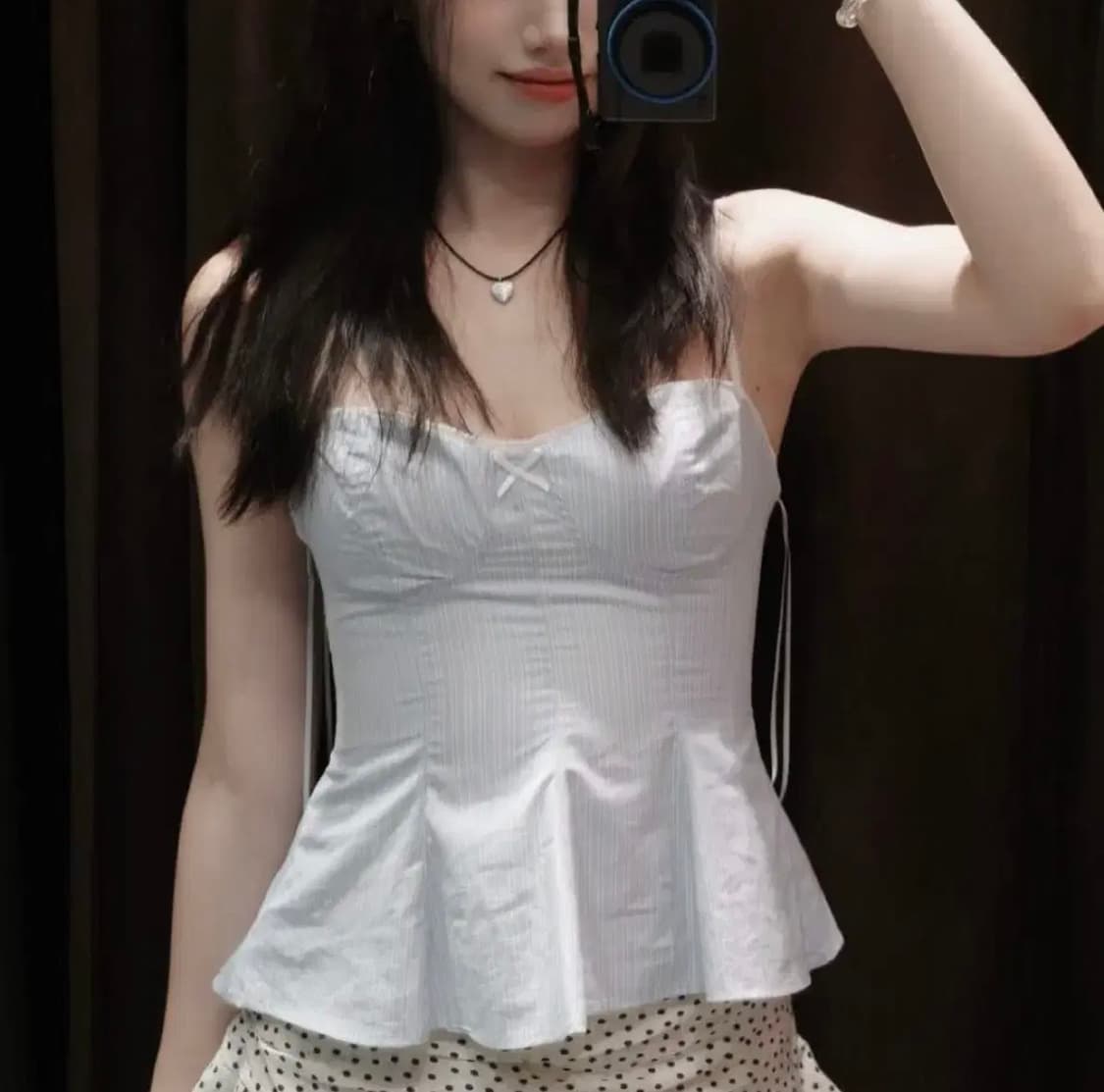 ZARA 자라 리본 매듭 페플럼 포플린 탑 소라, 자라 레이스 탑 상품이미지2