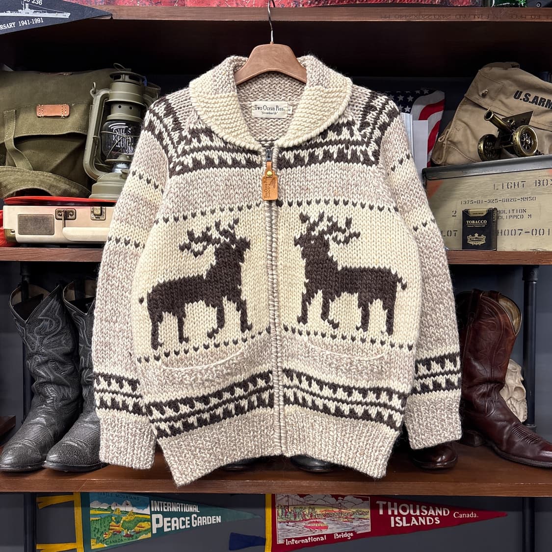 Two Ocean Pass 제팬 빈티지 루돌프 패턴 코위찬 스웨터 N96 상품이미지1