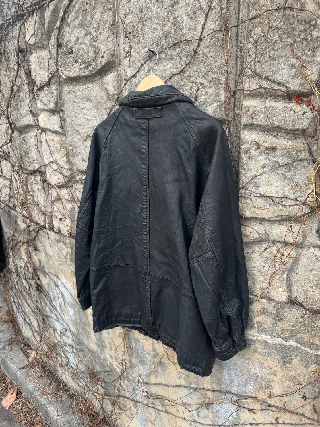 90s 노티카 빈티지 가죽 레더 카 코트 자켓 블랙 상품이미지4