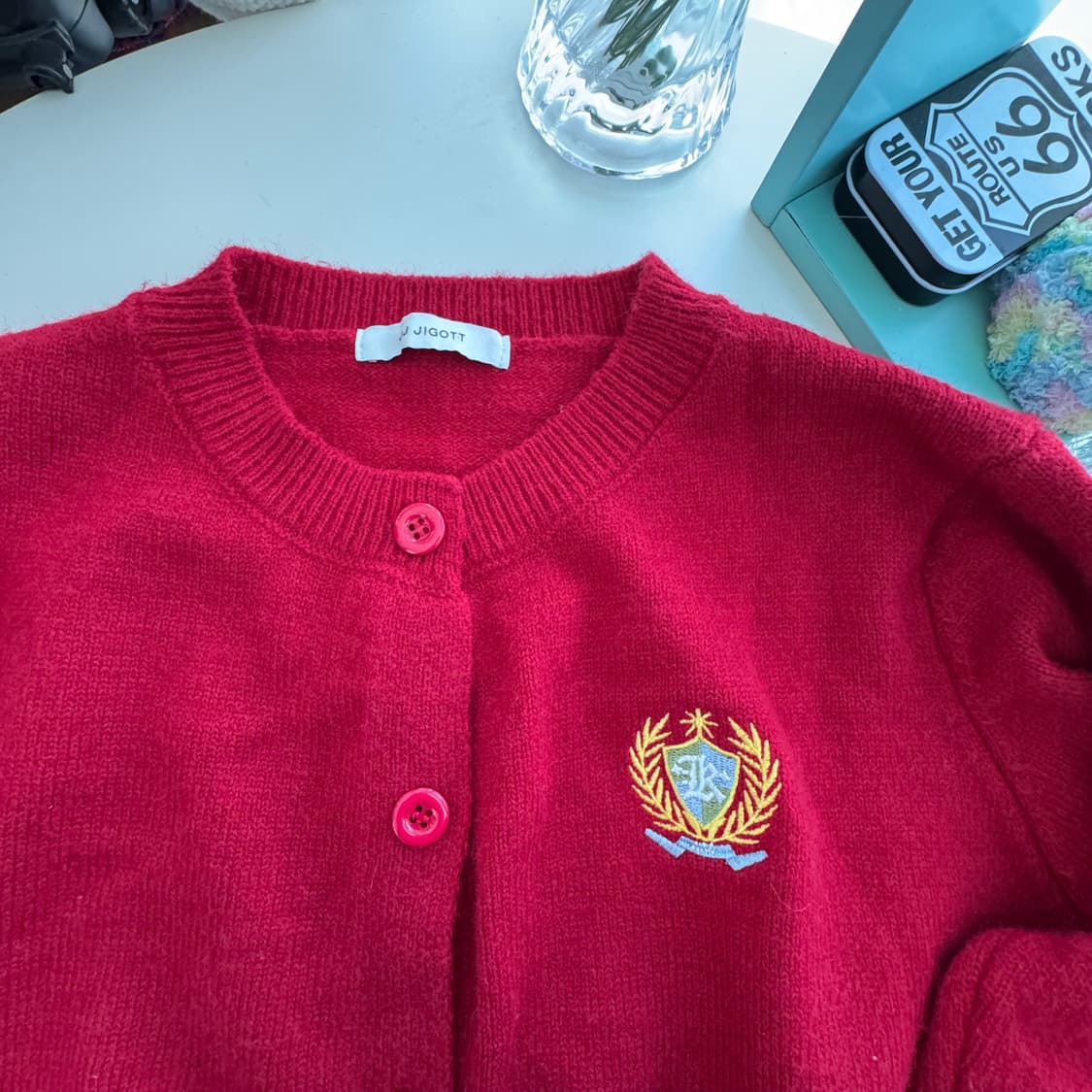 레드 와펜자수 니트 가디건 상품이미지8