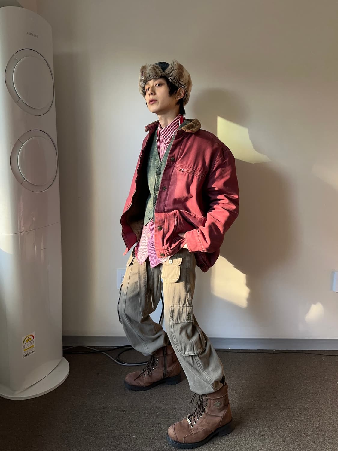 Pull & Bear 버건디 쉐르파 초어 자켓 상품이미지2