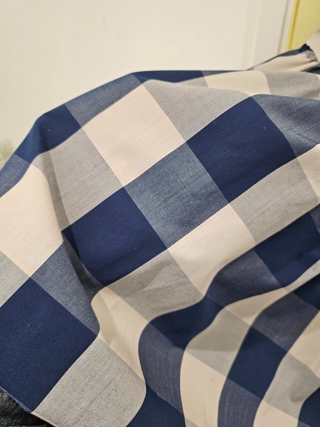 블루 깅엄체크 롱스커트 상품이미지6