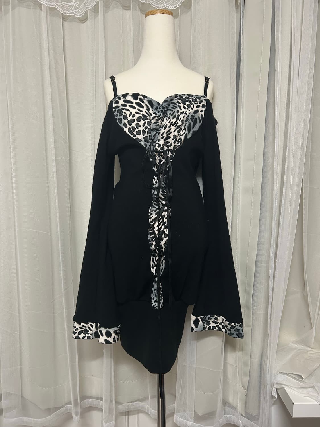 오네갸루 레오파드 오프숄더 원피스 나나깔 상품이미지1