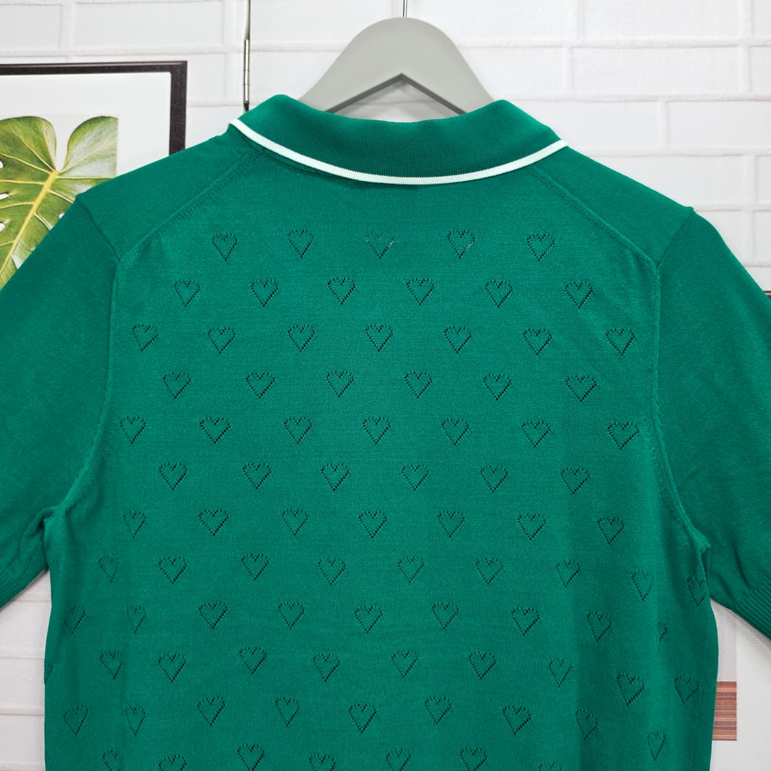 25SS 베네통 여성 반팔 칼라 니트 티셔츠 100(L)사이즈 새상품급 상품이미지7