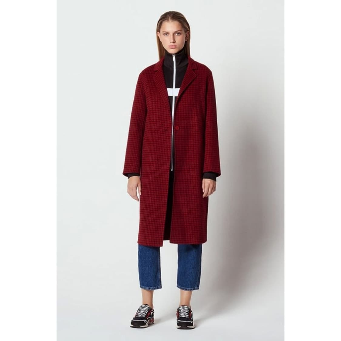 산드로 체크 울 싱글 코트 상품이미지2