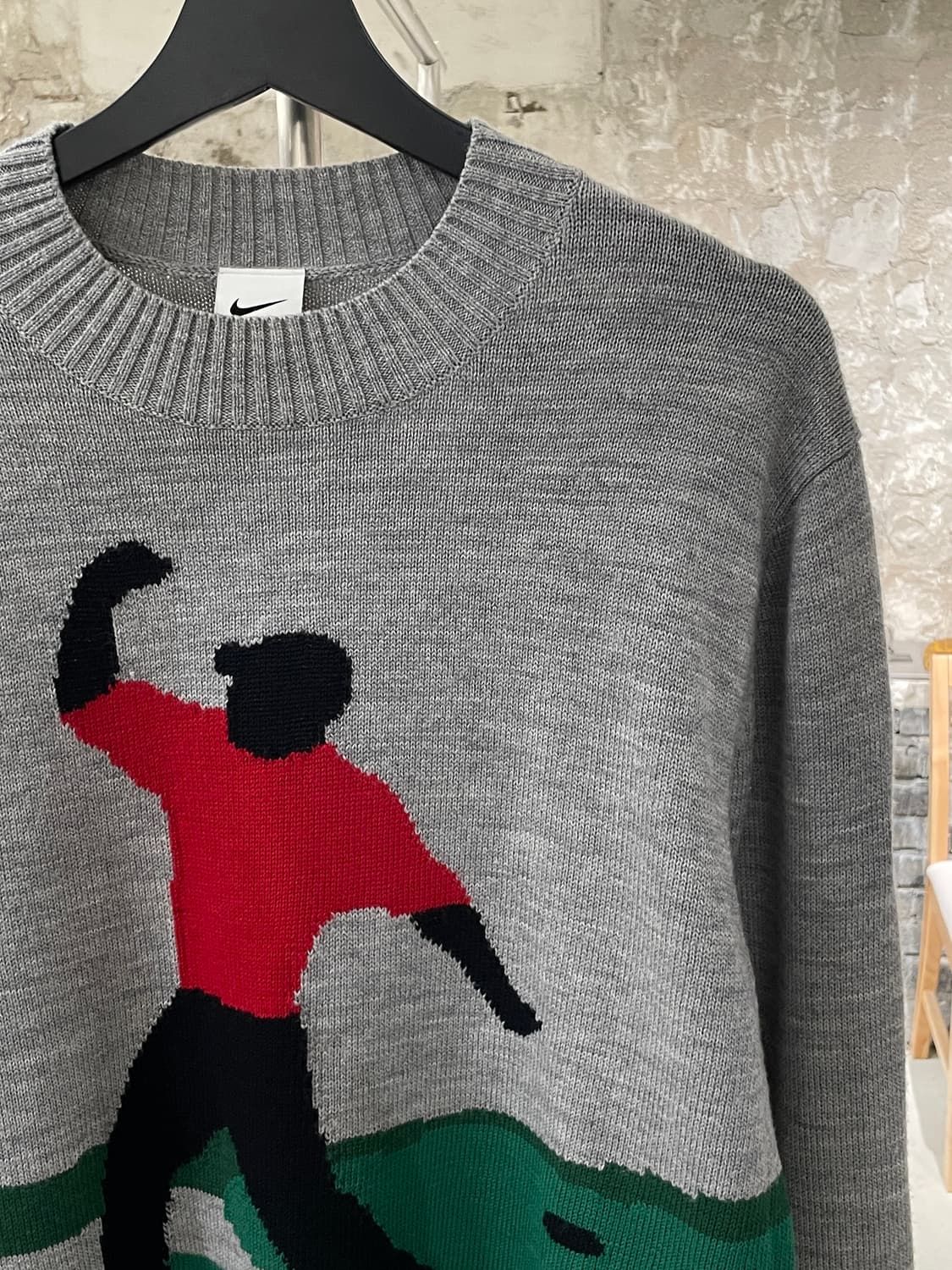 나이키 멜란지 그레이 타이거 우즈 크루넥 스웨터 상품이미지3