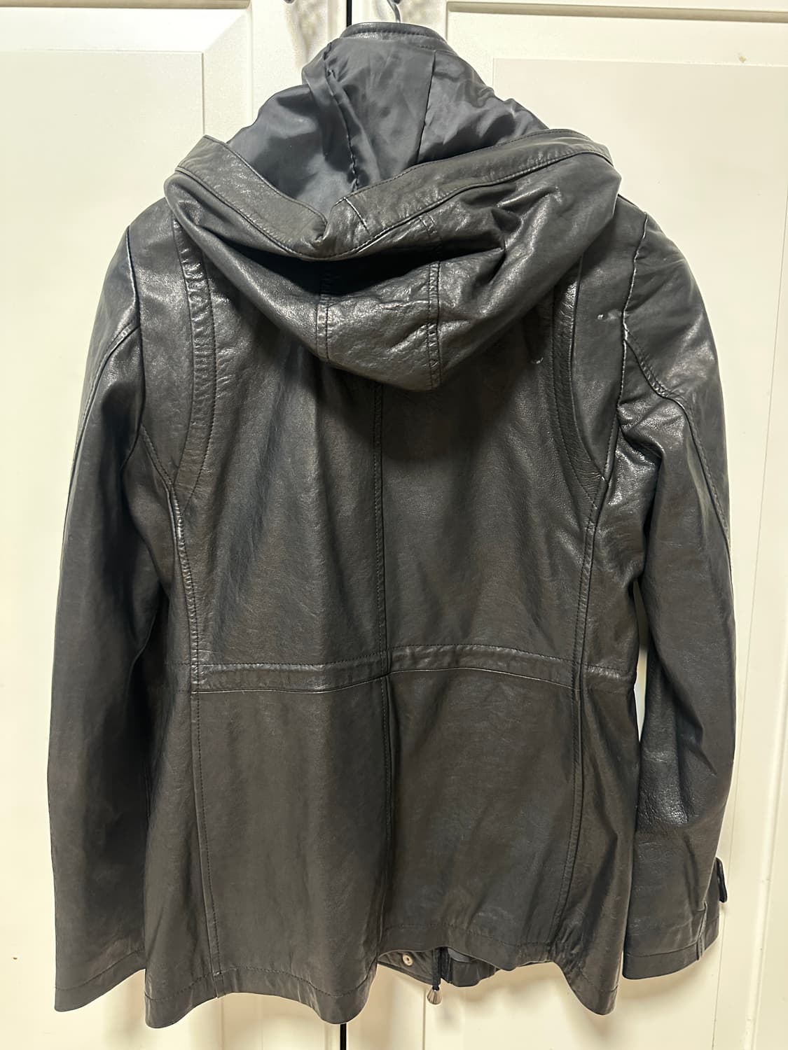 블랙 후드 가죽 자켓 새상품 M(55) 상품이미지3