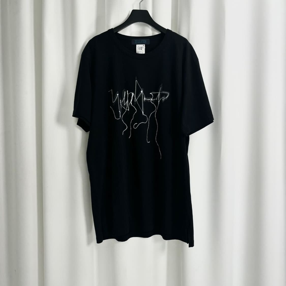 YOHJI YAMAMOTO 블랙아웃라인스티치 반팔 상품이미지1