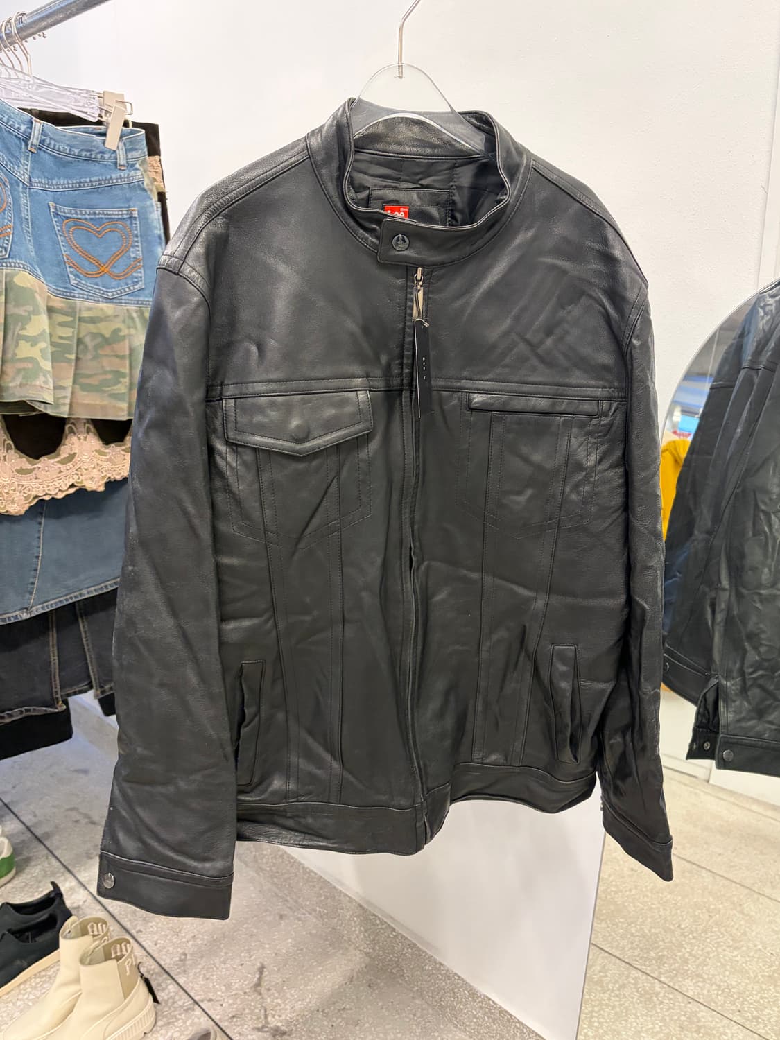 Lee Classic Black Leather Jacket 상품이미지1