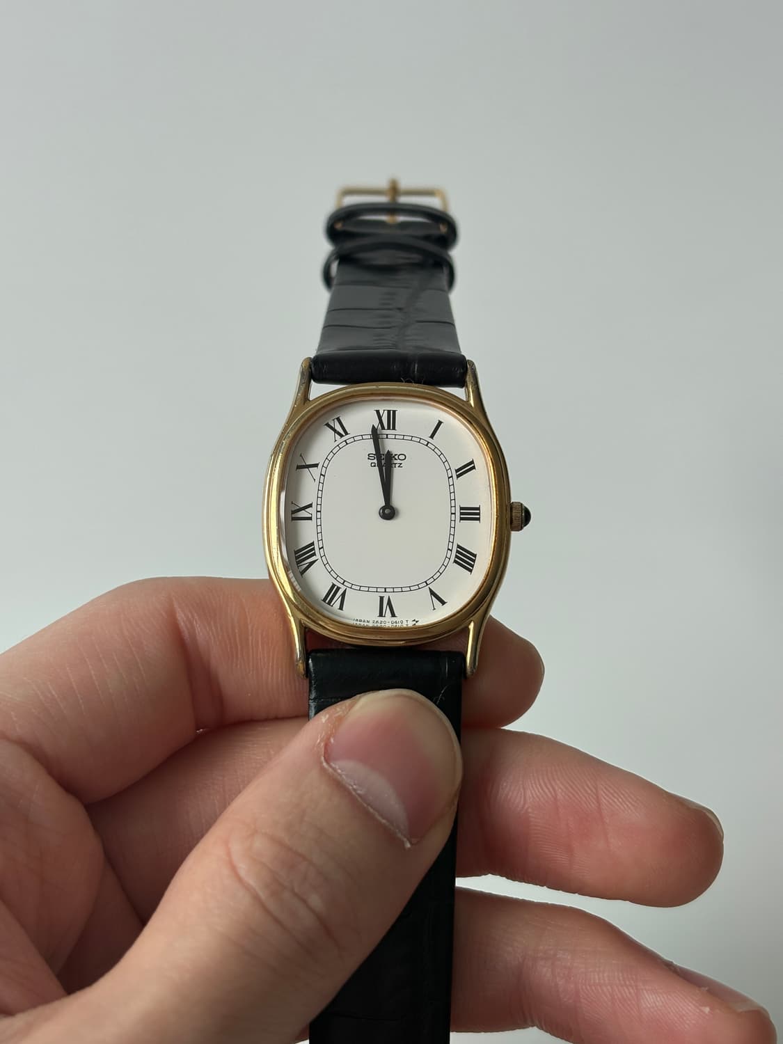 1980년대 Chariot 로만 인덱스 골드 오벌 쿼츠 남성  상품이미지4