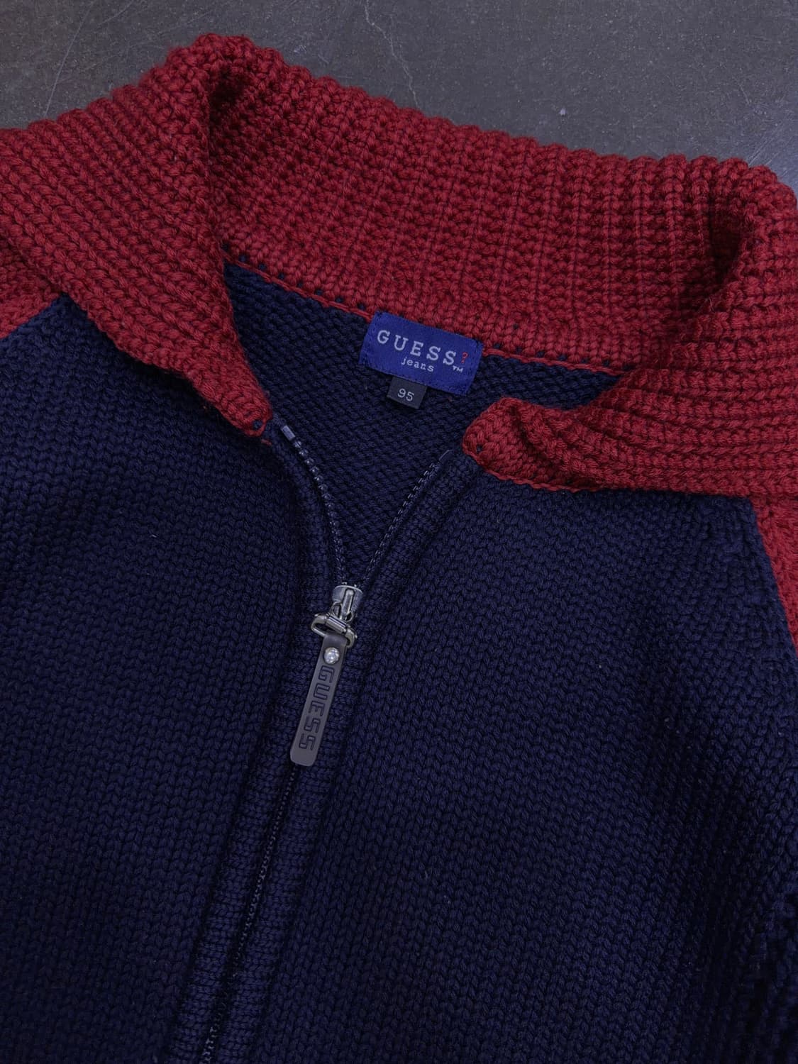 게스 진스 네이비 레드 집업 니트 가디건 자켓 95 상품이미지6
