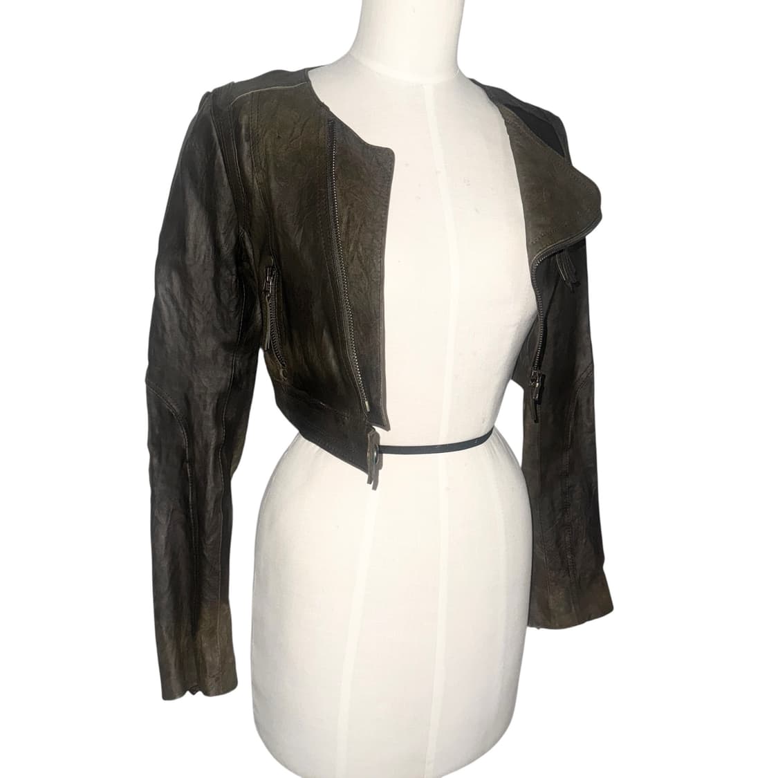 brown sheep skin crop leather jacket 상품이미지4