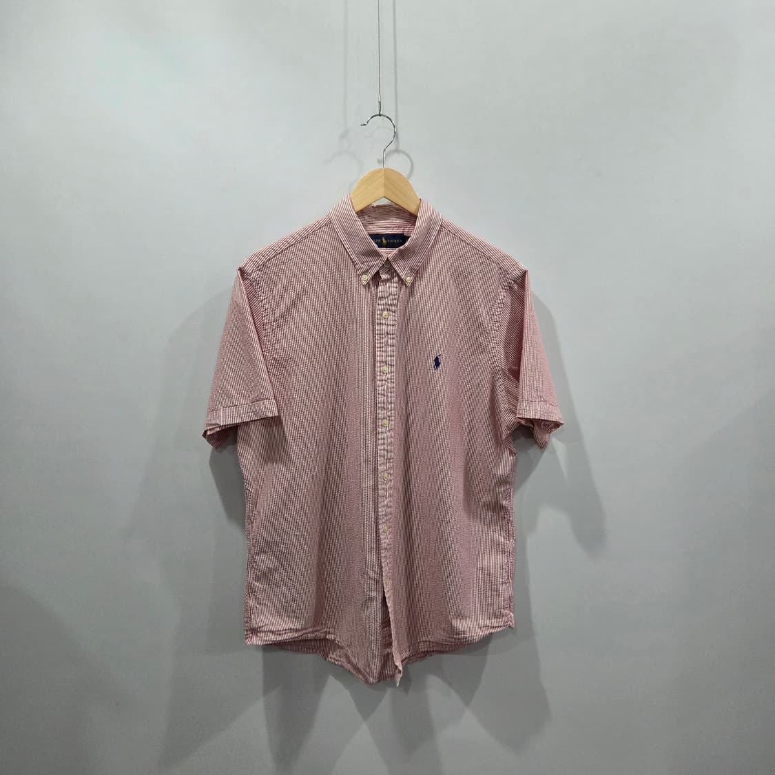 폴로랄프로렌 버튼다운 스트라이프 시어서커 반팔셔츠 L 상품이미지1