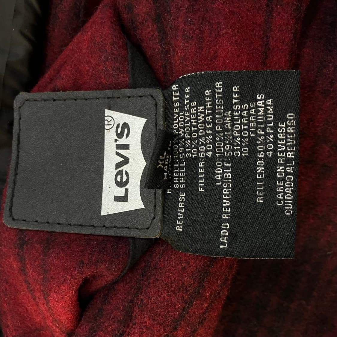 리바이스 체크 패턴 리버시블 후드 패딩 조끼 XL 상품이미지5