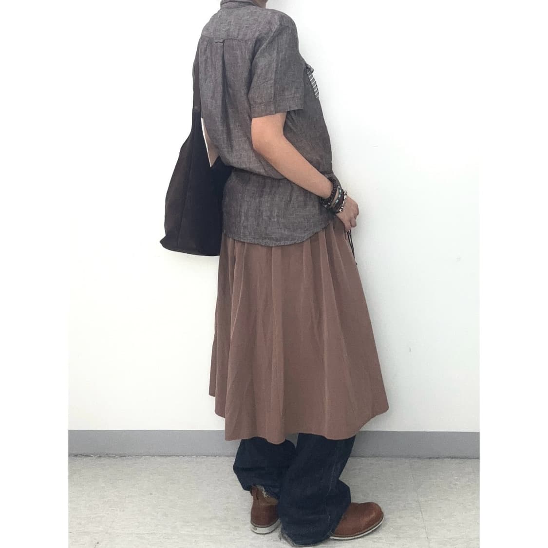 빈티지 브라운 미디 스커트 상품이미지3