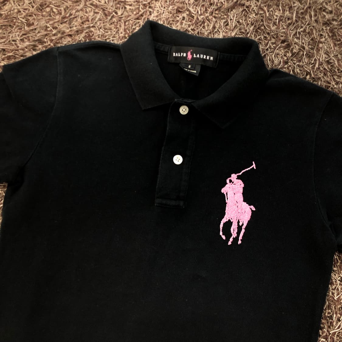 폴로 랄프로렌 핑크 비즈 빅로고 슬림 카라 티셔츠 상품이미지2