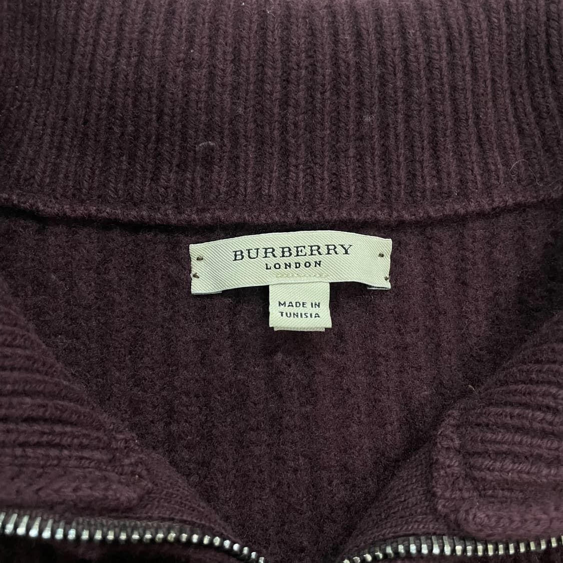 버버리 Burberry 엘보 패치 울 니트 집업 버건디 상품이미지5