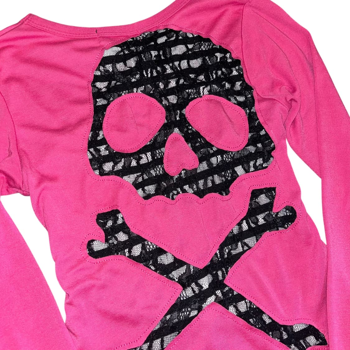 해골레이스 글리터프린팅 긴팔티 펑크갸루y2k키치 상품이미지2