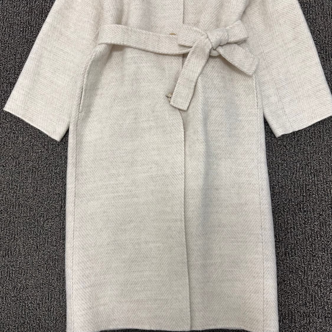 Fave 헤링본 핸드베이드 울 롱 코트 아이보리 F 상품이미지3