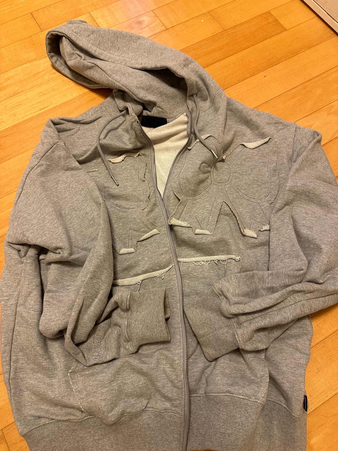 유희 리본 후드집업 멜란지그레이 상품이미지3