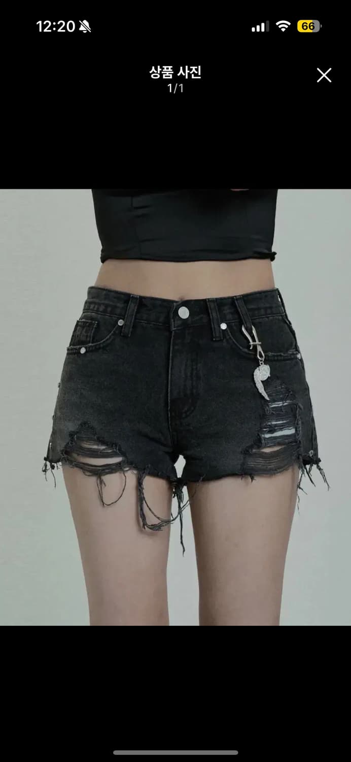 에트오소메 키링 리벳 데미지 숏팬츠 상품이미지1