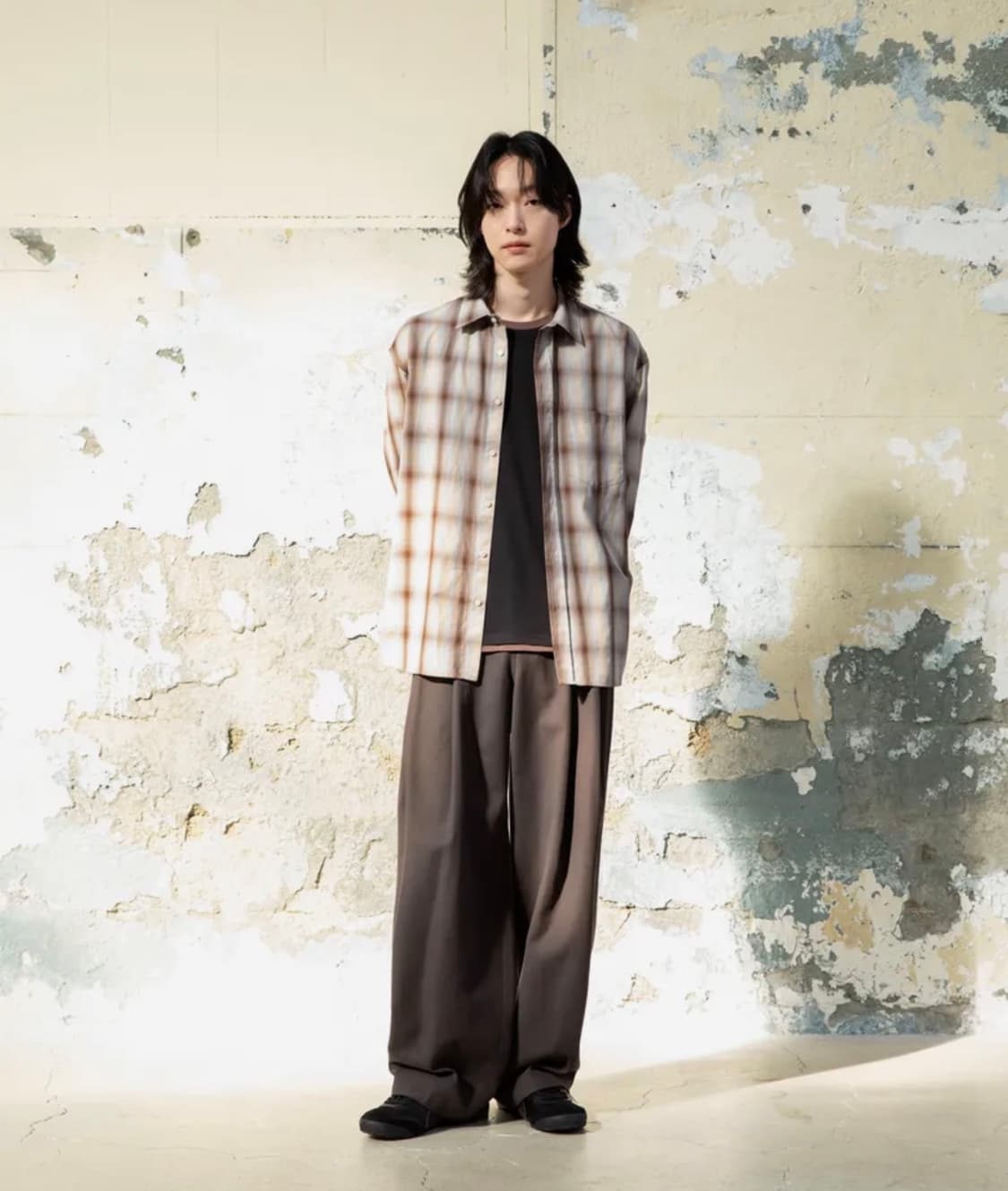 비긴202 옴브레 체크 셔츠(1사이즈) 쿠어/파브레가/인템포무드/주앙옴므 상품이미지1