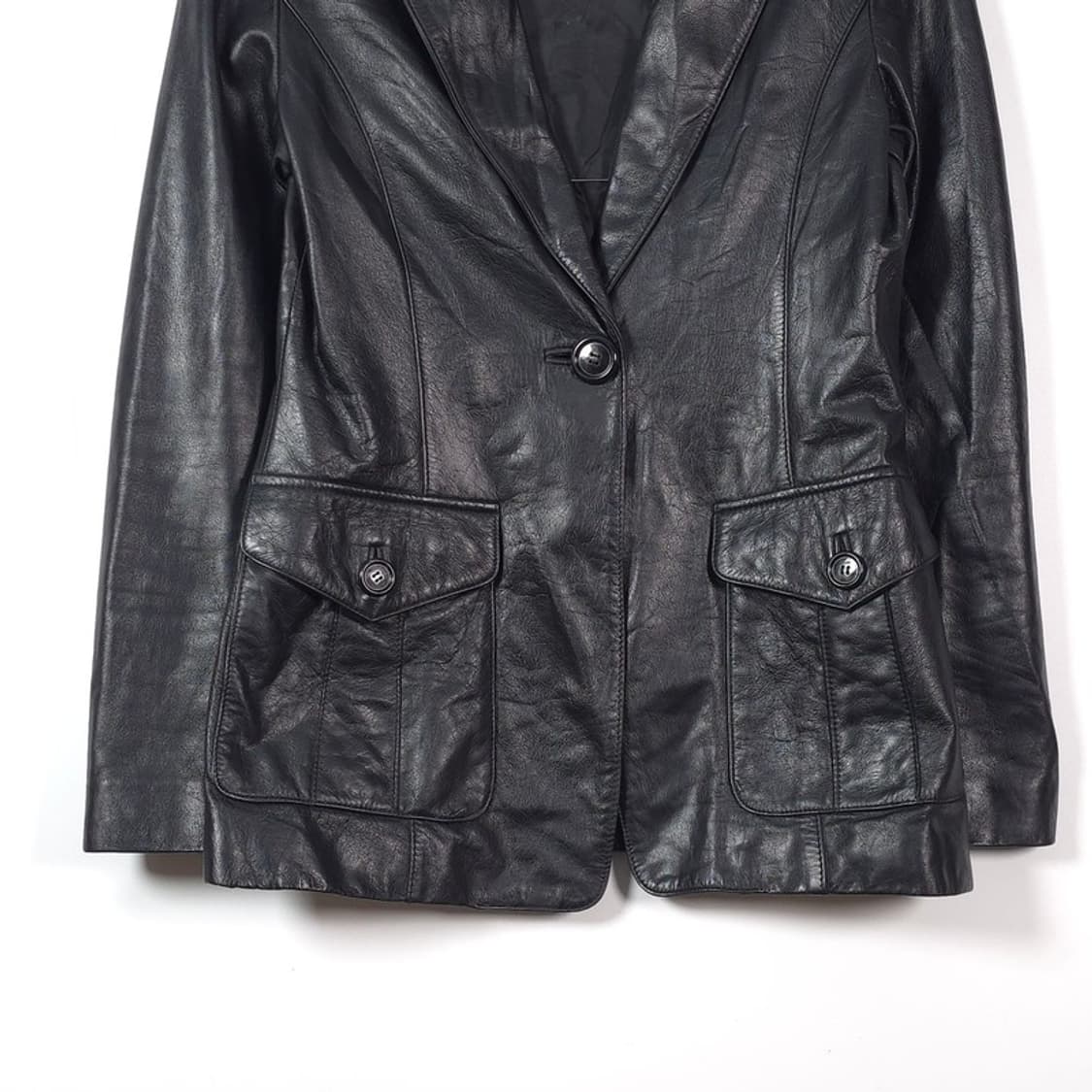 OTT 빈티지 리얼 소가죽 원버튼 레더 블레이저 66 상품이미지4