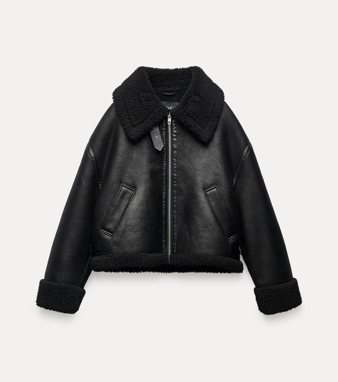 자라 더블 페이스드 바이커 무스탕 점퍼 상품이미지1