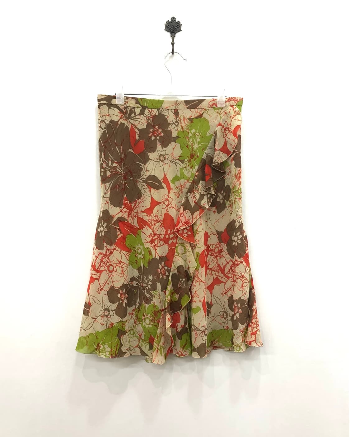 floral print asymmetrical ruffle midi sk 상품이미지2