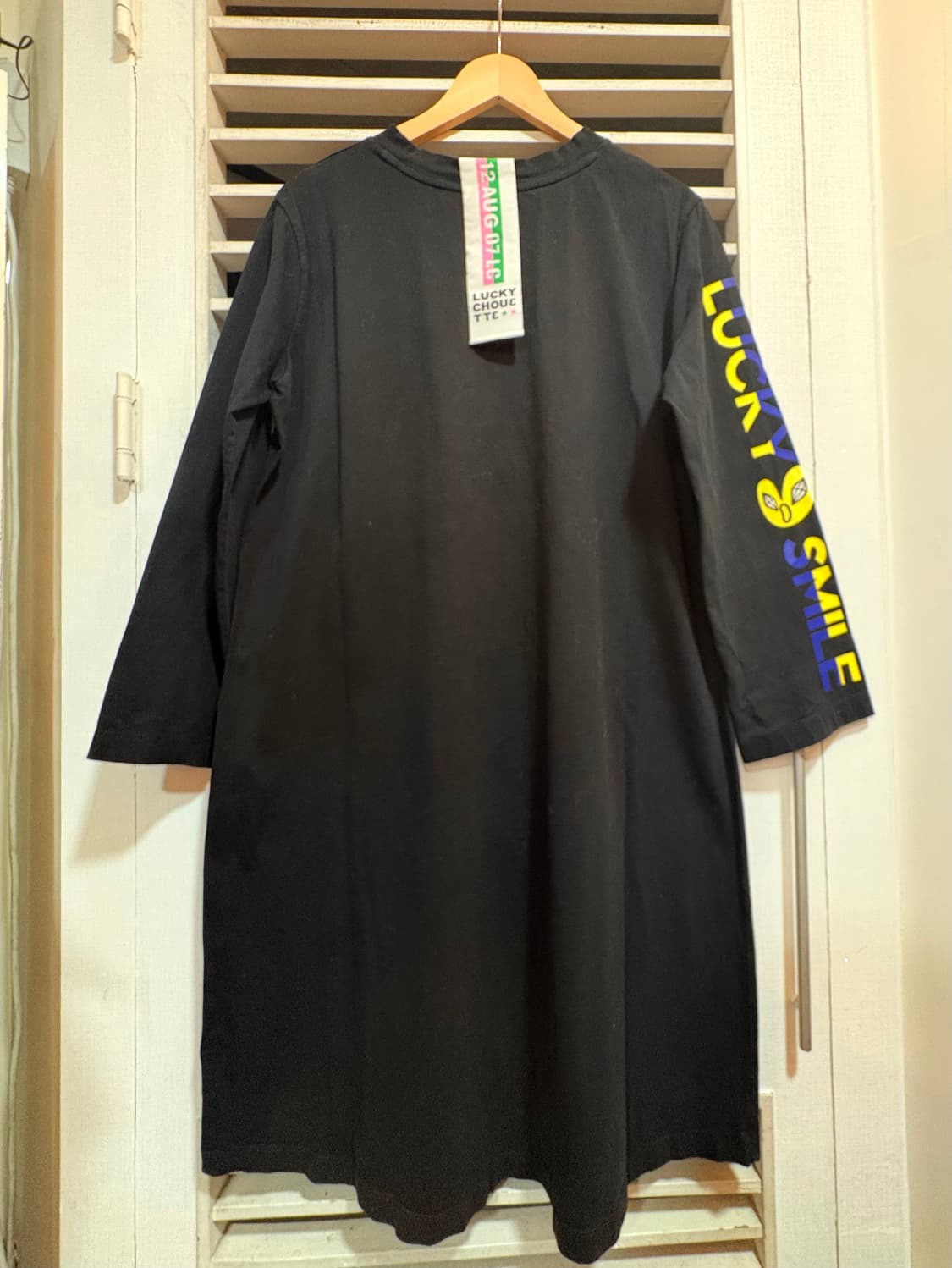 럭키슈에뜨스마일프린트롱맨투맨원피스 상품이미지2