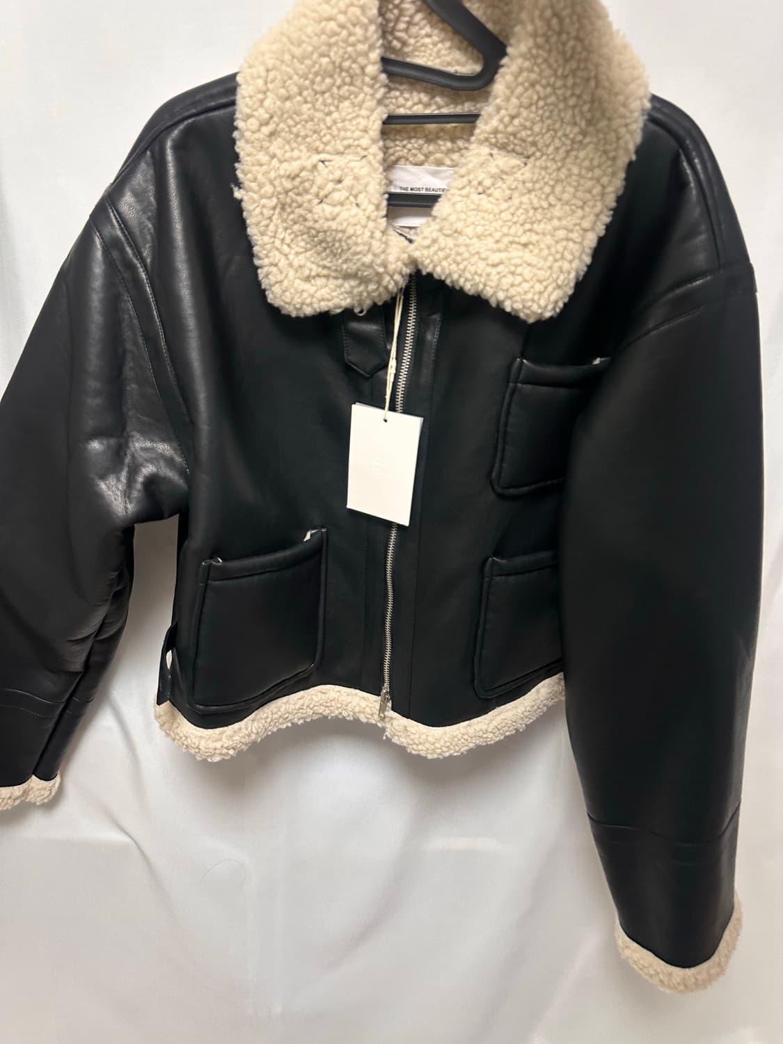 플레이스 스튜디오 솔리드 무톤 플리스 양털 레더 무스탕 자켓 상품이미지1