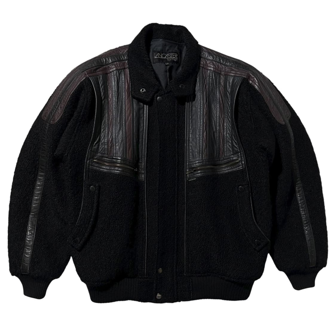 랑카스터 울 카우레더 배색 봄버 자켓 상품이미지2
