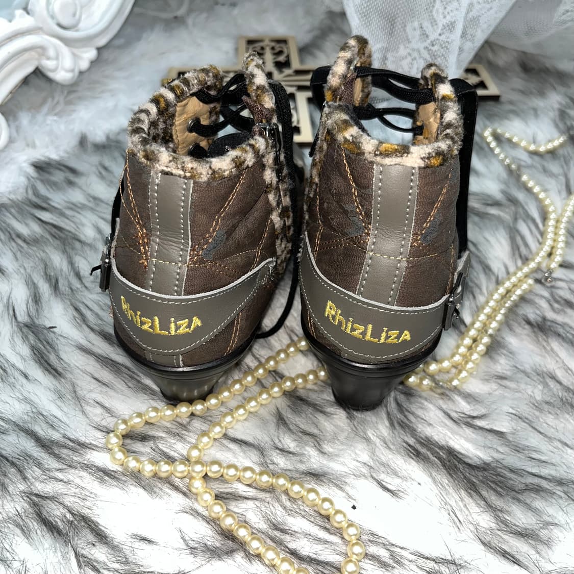 빈티지 갸루깔 웨지힐 스니커즈 상품이미지3