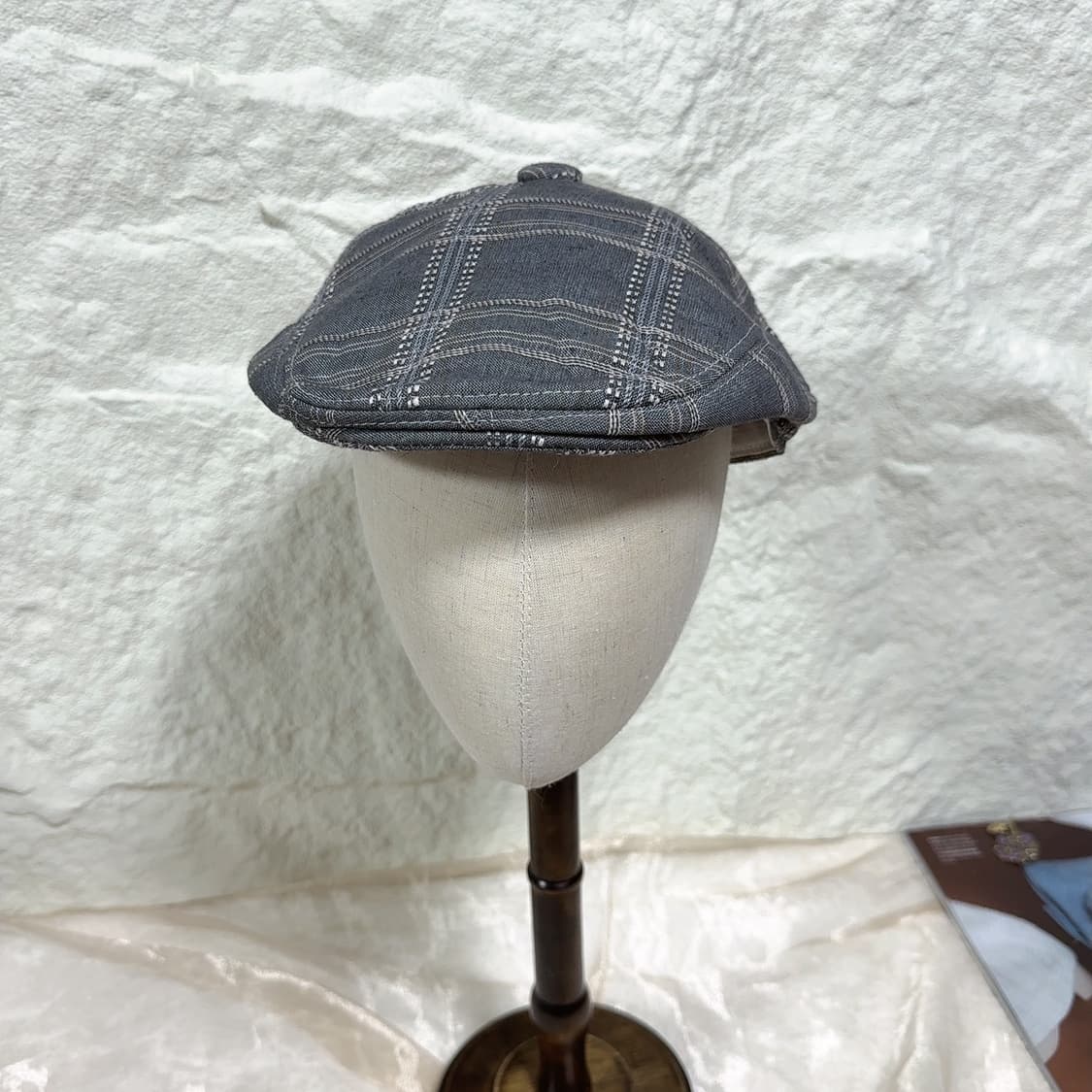 빈티지 unisex그레이 체크 무늬 헌팅캡 앞모자 상품이미지1