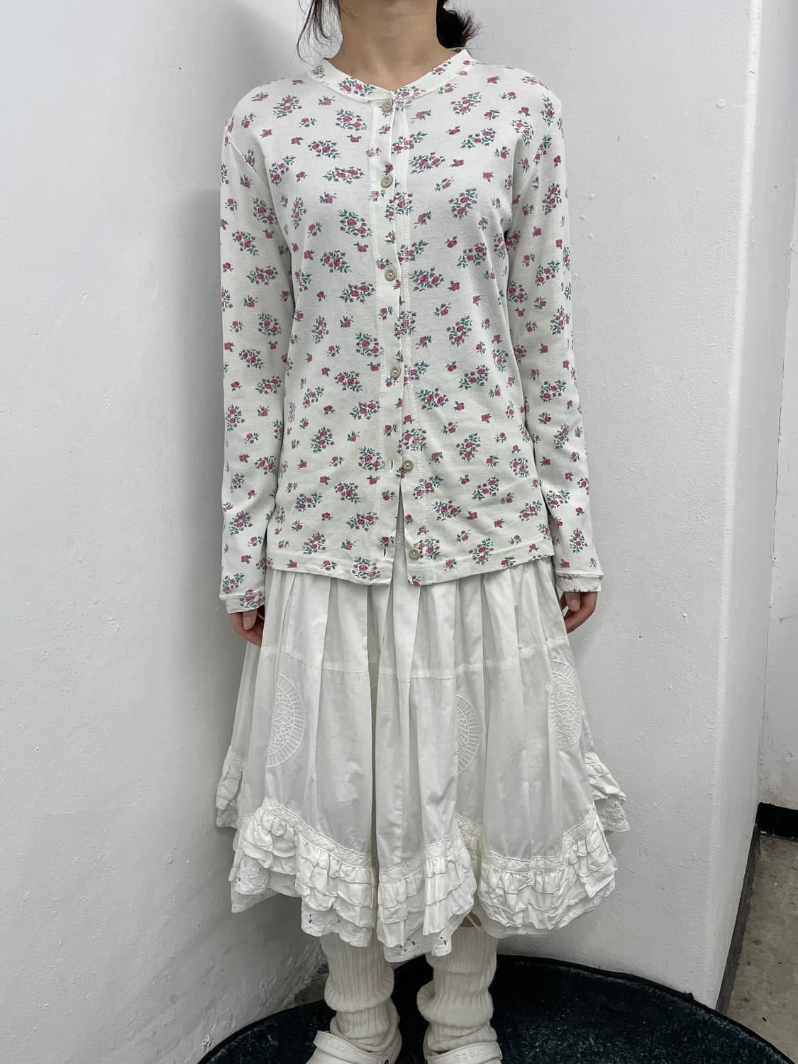 화이트 러플 자수 캉캉 스커트 상품이미지6