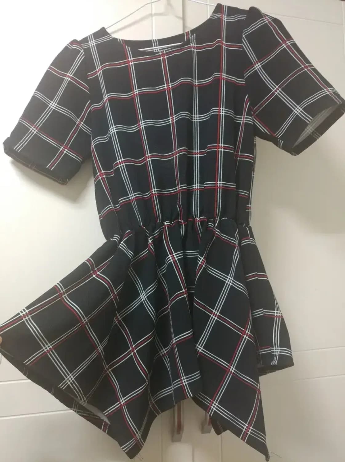 언발 체크 페플럼 블라우스 / 미니원피스 f 상품이미지1