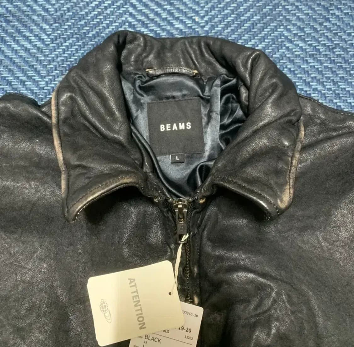 Beams 빔즈 워싱레더 자켓 L(105) 상품이미지4