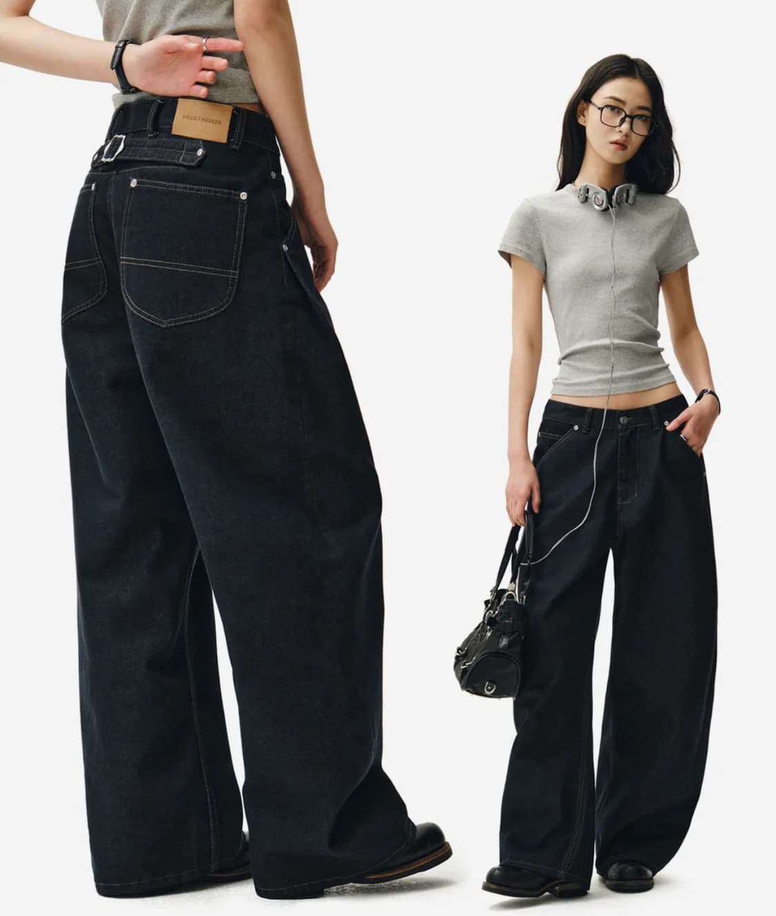 새상품) 데케트 우먼 Cinchback Barrel Wide Jeans 상품이미지1