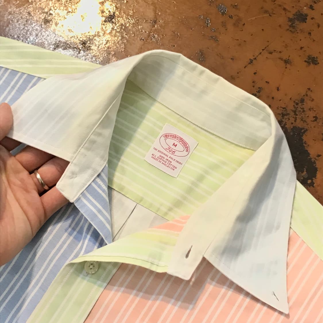 브룩스브라더스 멀티플 컬러 더블 스트라이프 옥스포드 셔츠 남성 105  상품이미지5