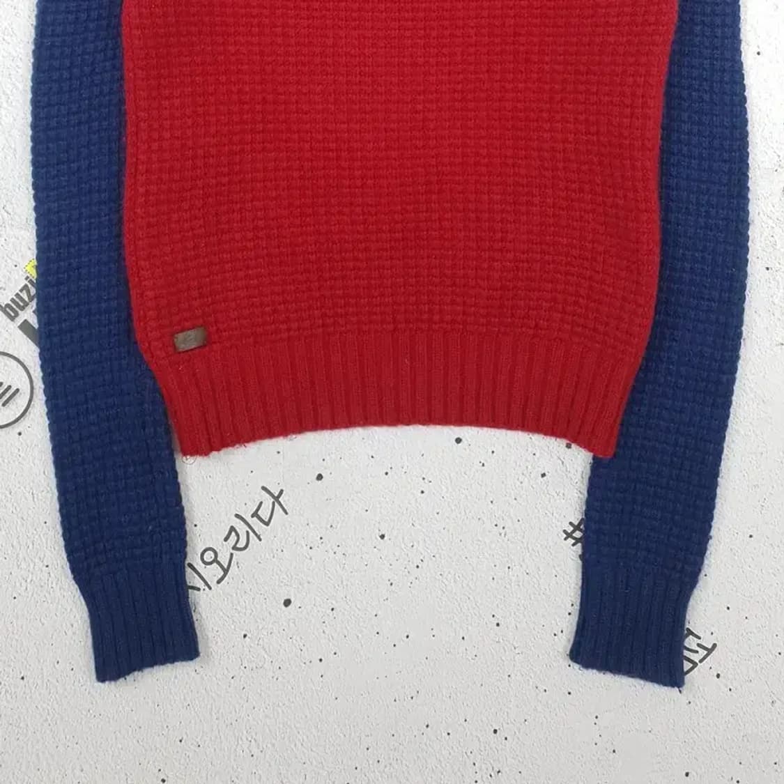 라코스테 LACOSTE 와플 크루넥 니트 레드 블루 2400008 상품이미지4