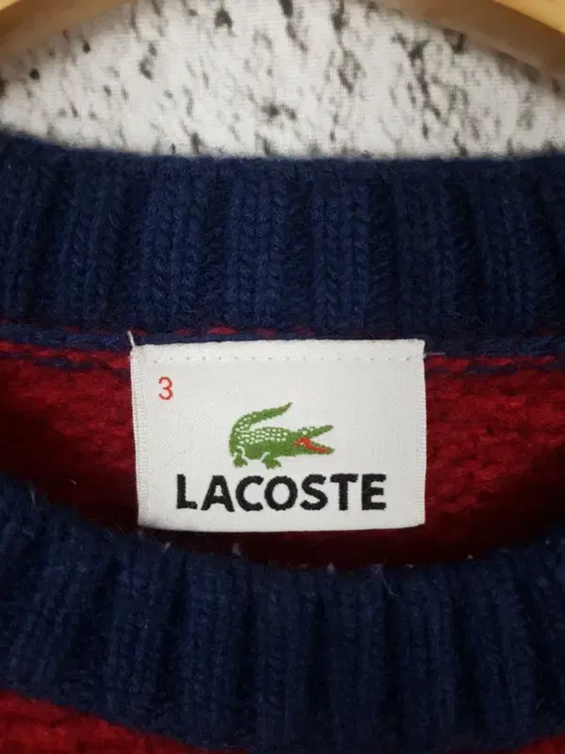라코스테 LACOSTE 와플 크루넥 니트 레드 블루 2400008 상품이미지8