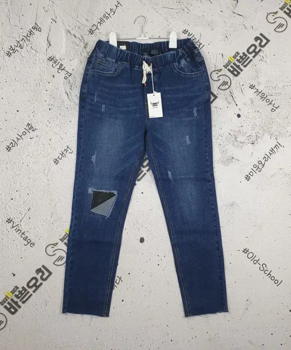 [새상품] DMOK 밴드 찢청 청바지 진청 4100032 상품이미지1