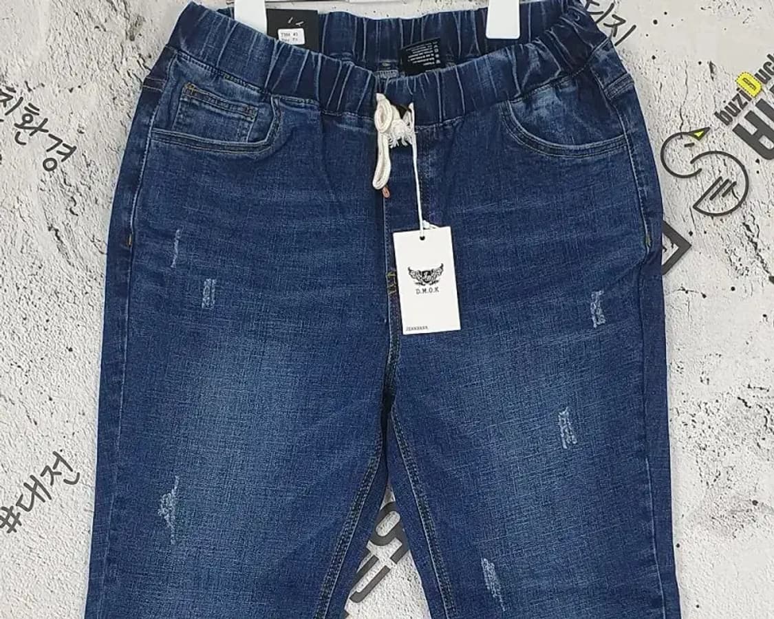 [새상품] DMOK 밴드 찢청 청바지 진청 4100032 상품이미지4